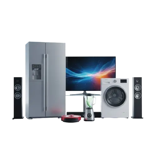 Premium home appliances collection at Sun Rise Motihari including ACs, TVs, and Refrigerators